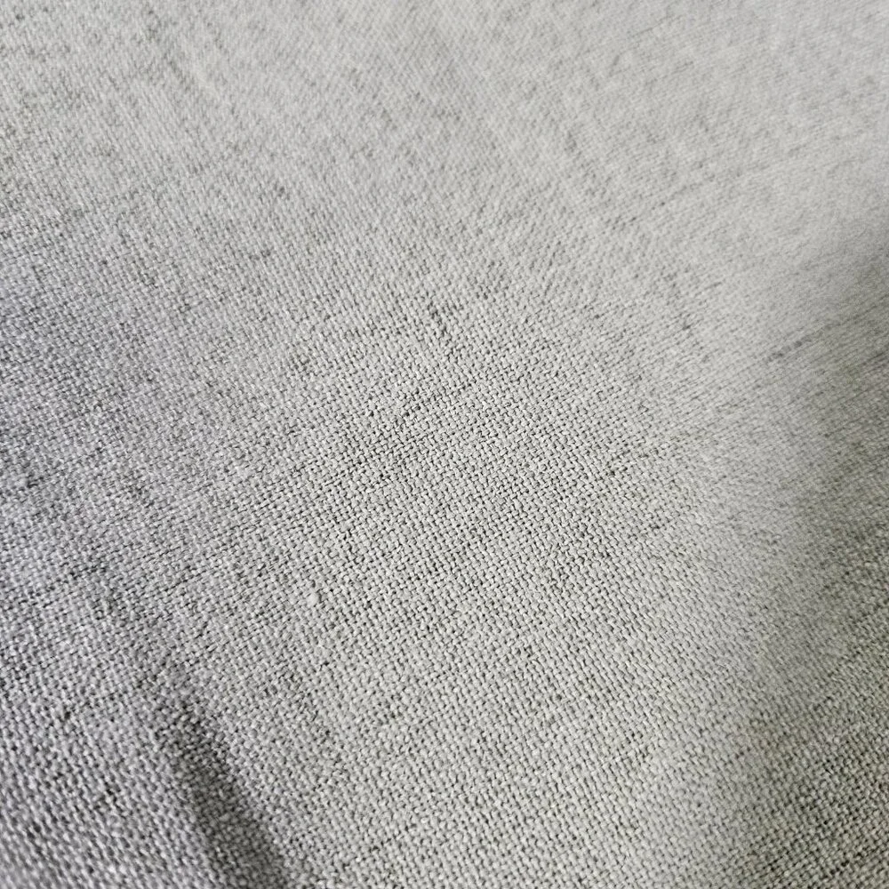 Gray Linen-Look Table Runner 70x14 Inch with Lace Trim Neutral Farmhouse Decor